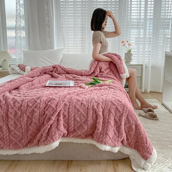 Winter Warm Double-Layer Thickened Cashmere Coral Velvet Flannel Cover Blanket Quilt