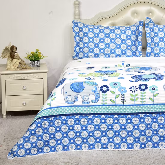 Pigment Printed Quilt with Vermicelli Embroidery Stitching Quilt